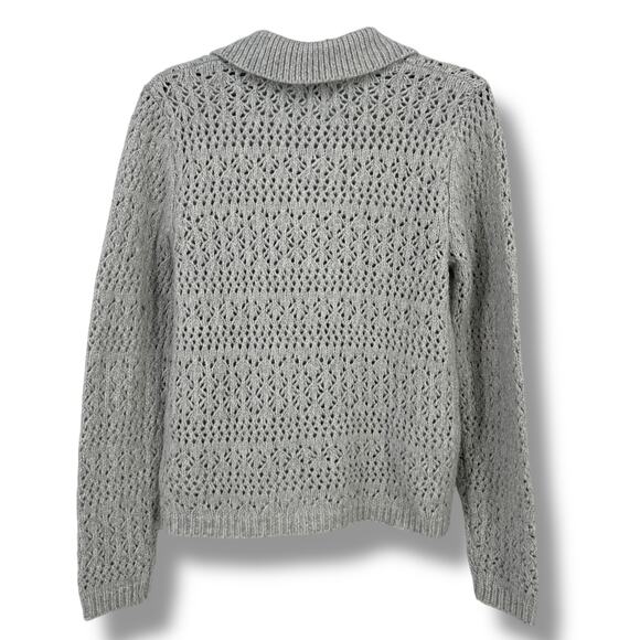 Joie Open Knit Collared Cardigan Sweater Womens Size Small Heather Gray - Picture 3 of 5